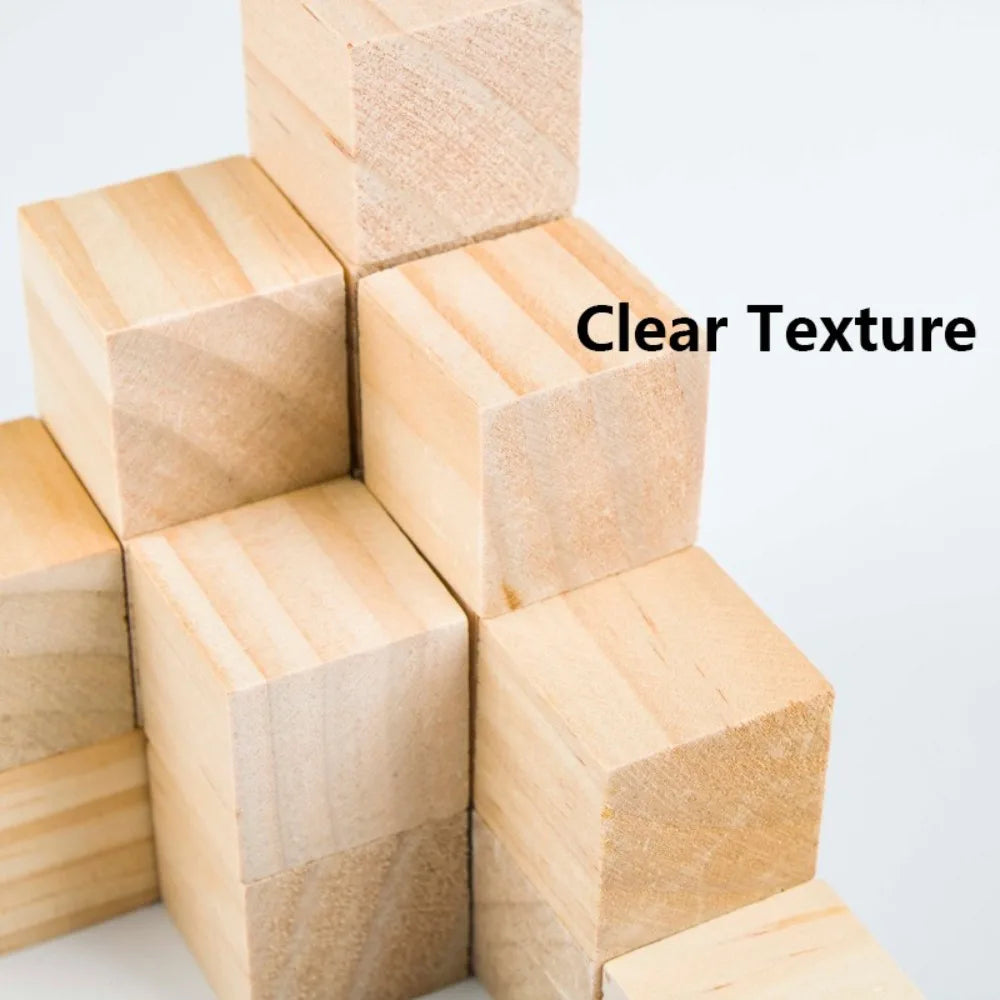 10pc DIY Building Block Unfinished Blank Wooden Natural Wooden Cube Kids Toy Square Block Woodwork Craft Puzzle Making Material
