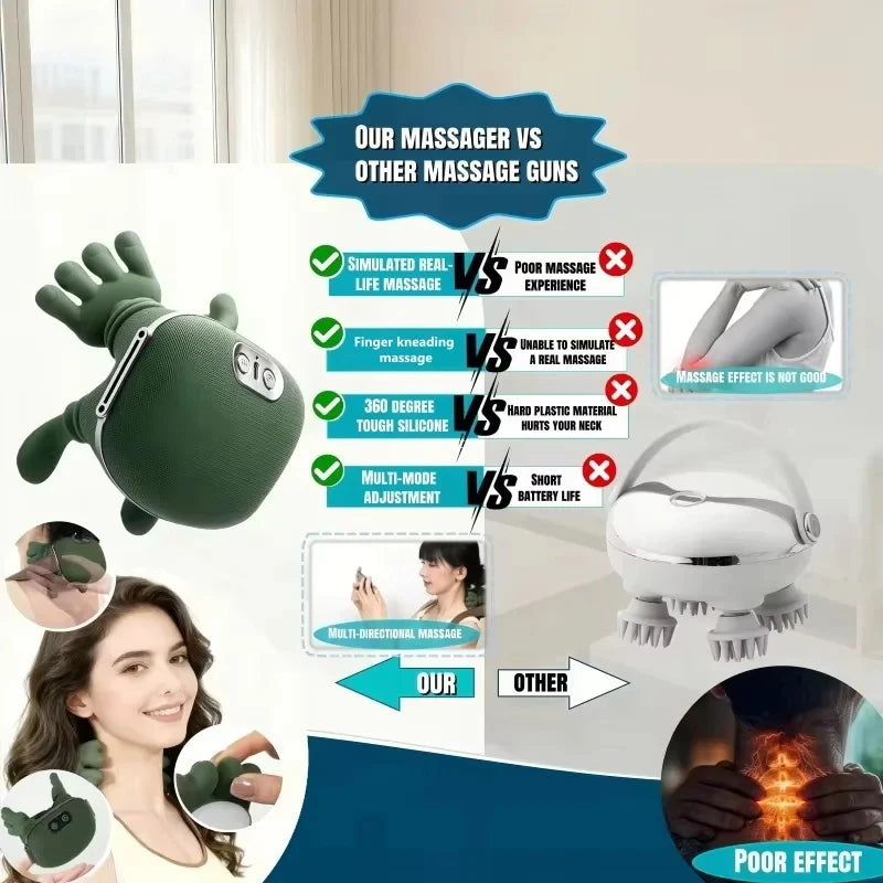 Masajeador inteligente totalmente automático para hombros y cuello con masaje de amasamiento con los dedos, fuente de alimentación USB para aliviar la fatiga física
