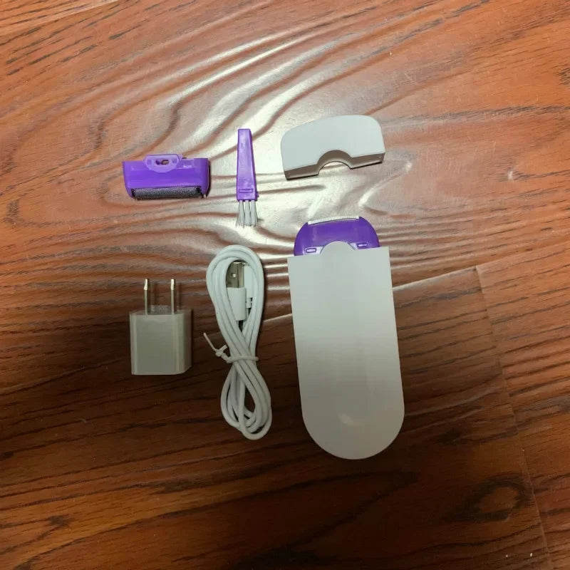 Depiladora de luz azul para cuerpo de mujer, afeitadora de inducción, herramienta de depilación, depiladora de labios de Bikini automática eléctrica rotativa para cara y pierna