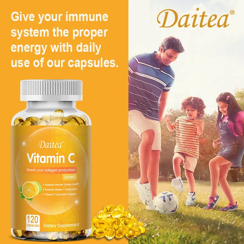 Cápsulas de vitamina C 2000 mg ricas en antioxidantes ayudan a la salud de la piel, las uñas y el cabello Sistema inmunológico y el suplemento de colágeno