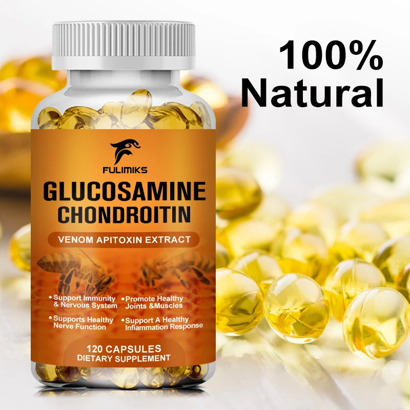 Glucosamina 1500 mg Condroitina 1200 mg Cápsulas de resistencia extra Soporte para articulaciones Suplemento de apoyo inmunológico antioxidante para adultos
