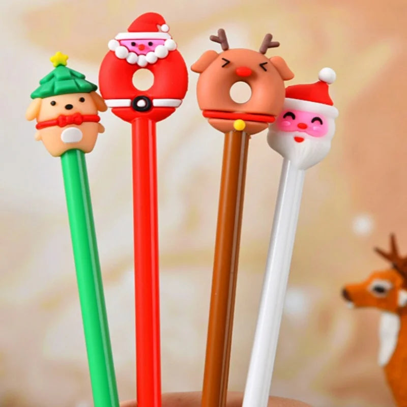 12 Christmas-Themed Neutral Pens, Office And Study Stationery, Good Gifts for Students, Diverse Styles, Holiday DIY Decorations
