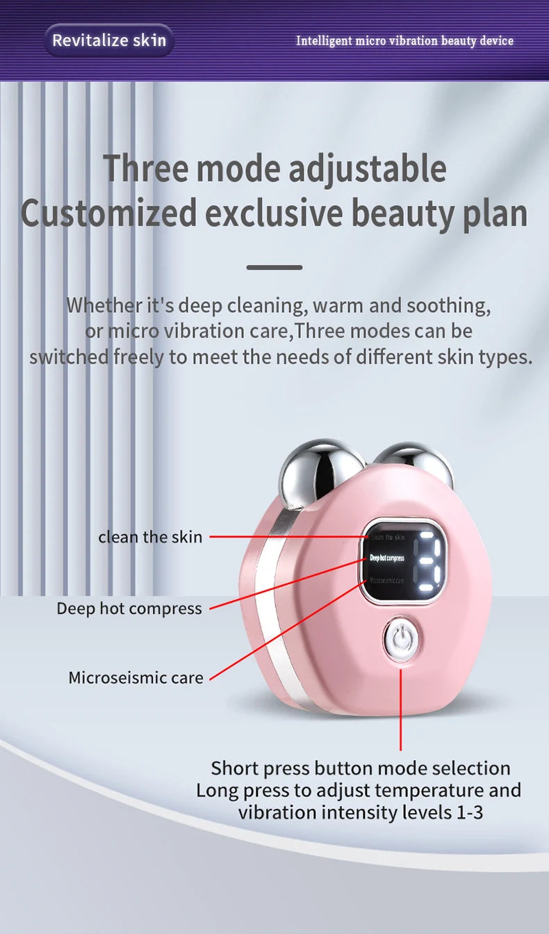 Masajeador de rodillo de microcorriente portátil, vibración eléctrica, levantamiento de cara y cuello, instrumento de belleza antiarrugas para estiramiento de la piel