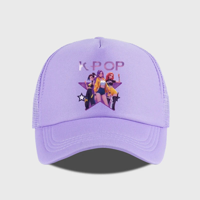 Gorra de malla estampada del grupo femenino de K-POP, gorra de béisbol transpirable de verano, sombrero de sol unisex ajustable, perfecto para los fanáticos del K-Pop