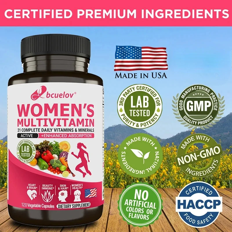 Suplemento multivitamínico multimineral para mujer - Magnesio Biotina Calcio Zinc Selenio - Apoya las articulaciones Piel Uñas