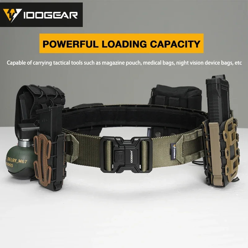 IDOGEAR-Cinturón táctico MOLLE de 2 ", cinturón MOLLE de liberación rápida con interior exterior ajustable para hombres, deportes al aire libre Airsoft 3444