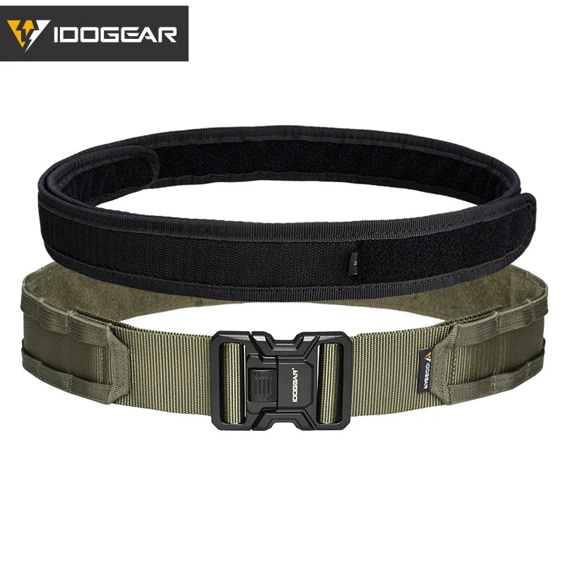 IDOGEAR-Cinturón táctico MOLLE de 2 ", cinturón MOLLE de liberación rápida con interior exterior ajustable para hombres, deportes al aire libre Airsoft 3444