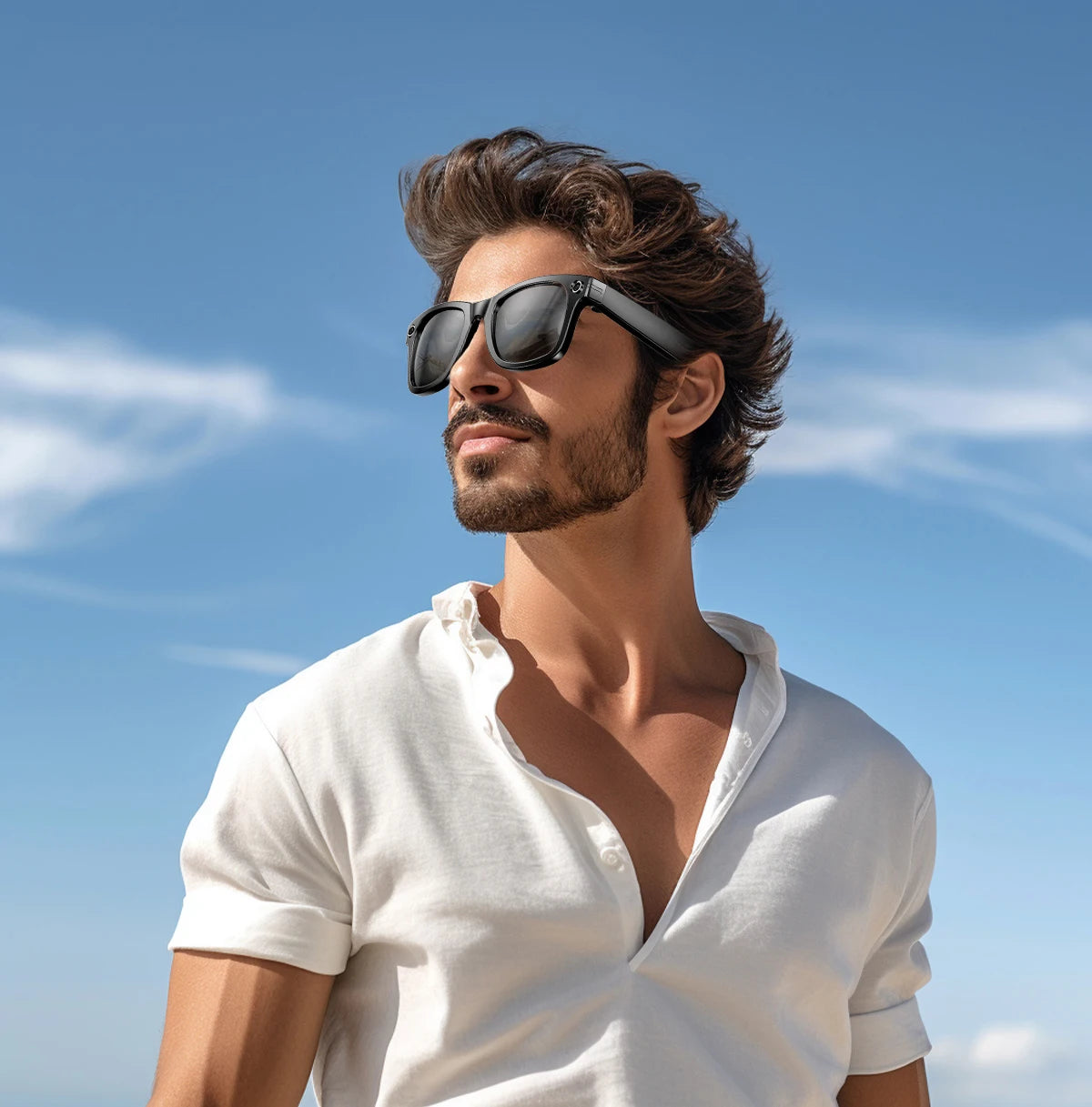 Gafas inteligentes HD grabación de vídeos reconocimiento de fotos AI traducción de respuesta 290mAh batería grande IP67 gafas Bluetooth impermeables