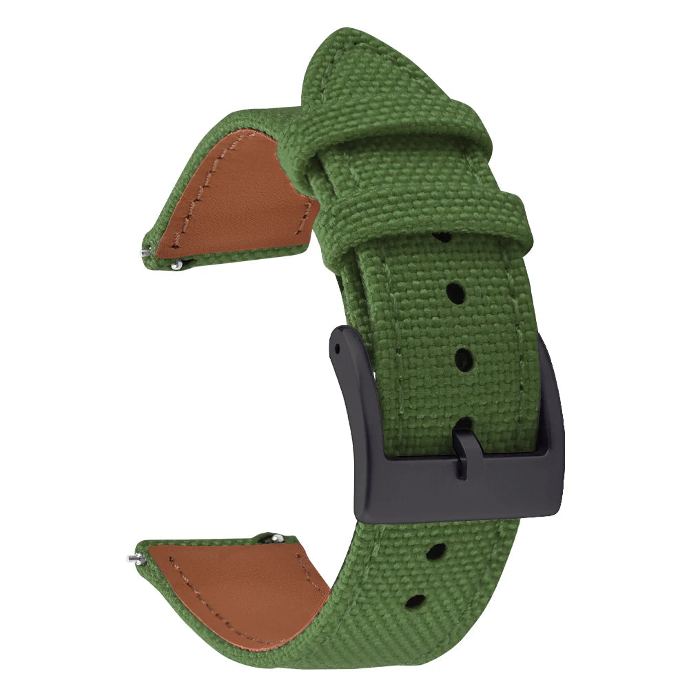 Correa de reloj de nailon de 18mm, 20mm y 22mm, correas de reloj de cuero y tela de vela de dos caras, pulseras de liberación rápida, cinturón deportivo para hombres y mujeres