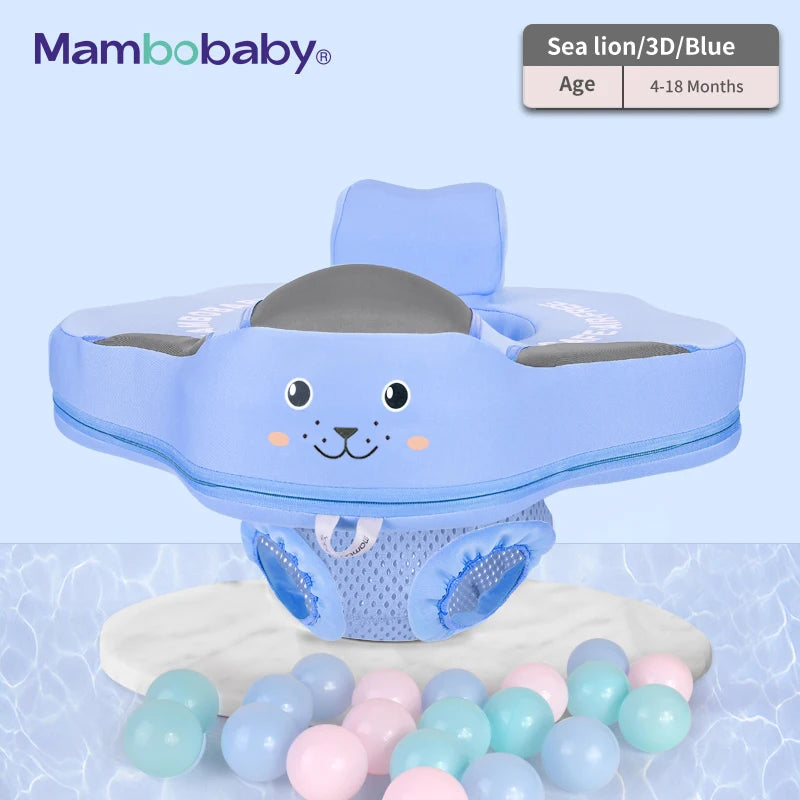 Mambobaby Baby Float with Seat Large Swimming Ring for Infant No Inflation Pool Accessories 6-18-24 Months Pool Game Toys