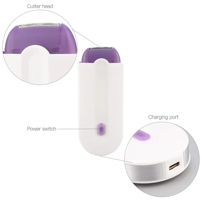 Depiladora de luz azul para cuerpo de mujer, afeitadora de inducción, herramienta de depilación, depiladora de labios de Bikini automática eléctrica rotativa para cara y pierna