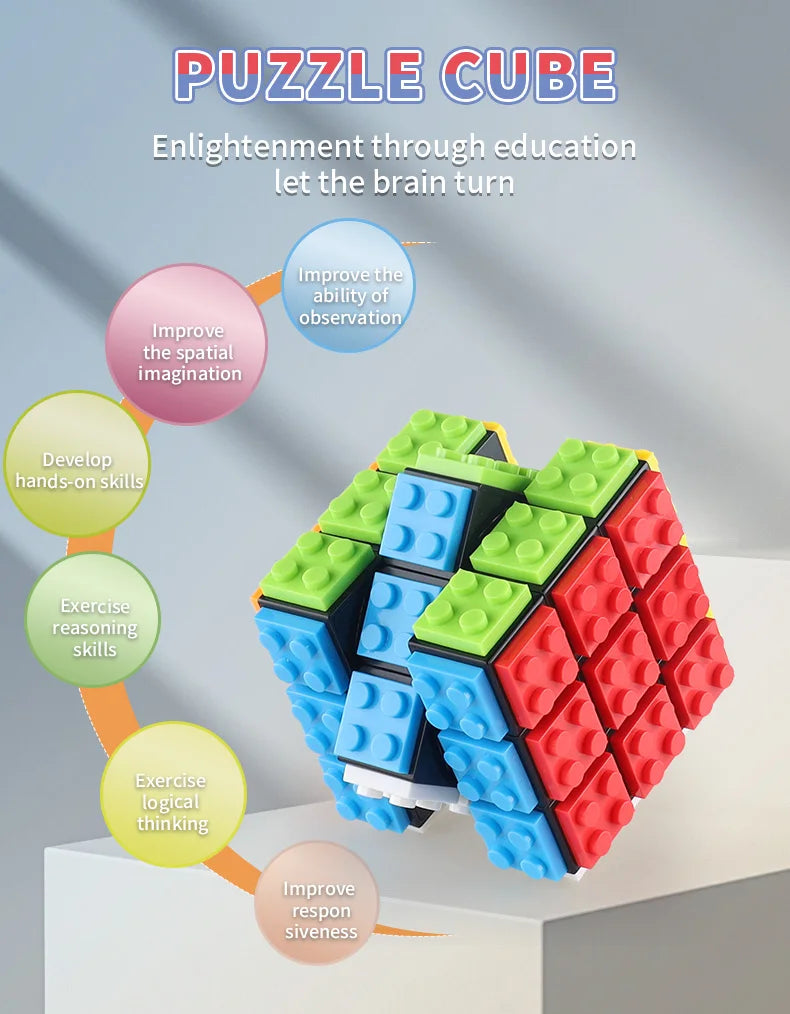DIY Series Bricks Magic Cube 3x3x3 Professional Speed Cube Puzzle Toys Enlighten Educational Building Blocks Toys for Kids Gifts