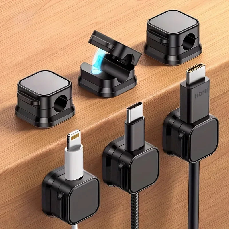 Organizador de cables magnético, clips de gestión de cables de datos montados en la pared, soporte para cables, gancho de enchufe para organización de escritorio