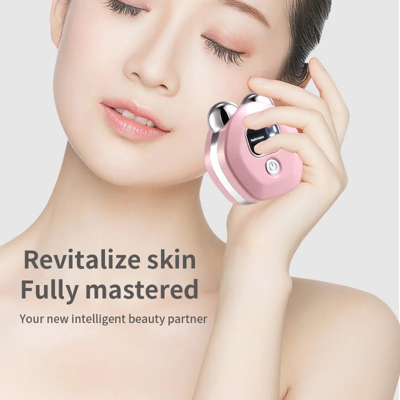 Masajeador de rodillo de microcorriente portátil, vibración eléctrica, levantamiento de cara y cuello, instrumento de belleza antiarrugas para estiramiento de la piel