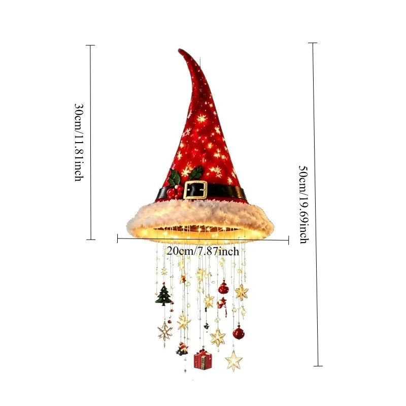 Gorro de Santa LED Colgante con Luz Cálida