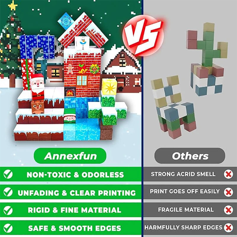Build your Christmas world magnetic cube magnet stone building blocks kids gift puzzle boy toy magnetic Assemble the model