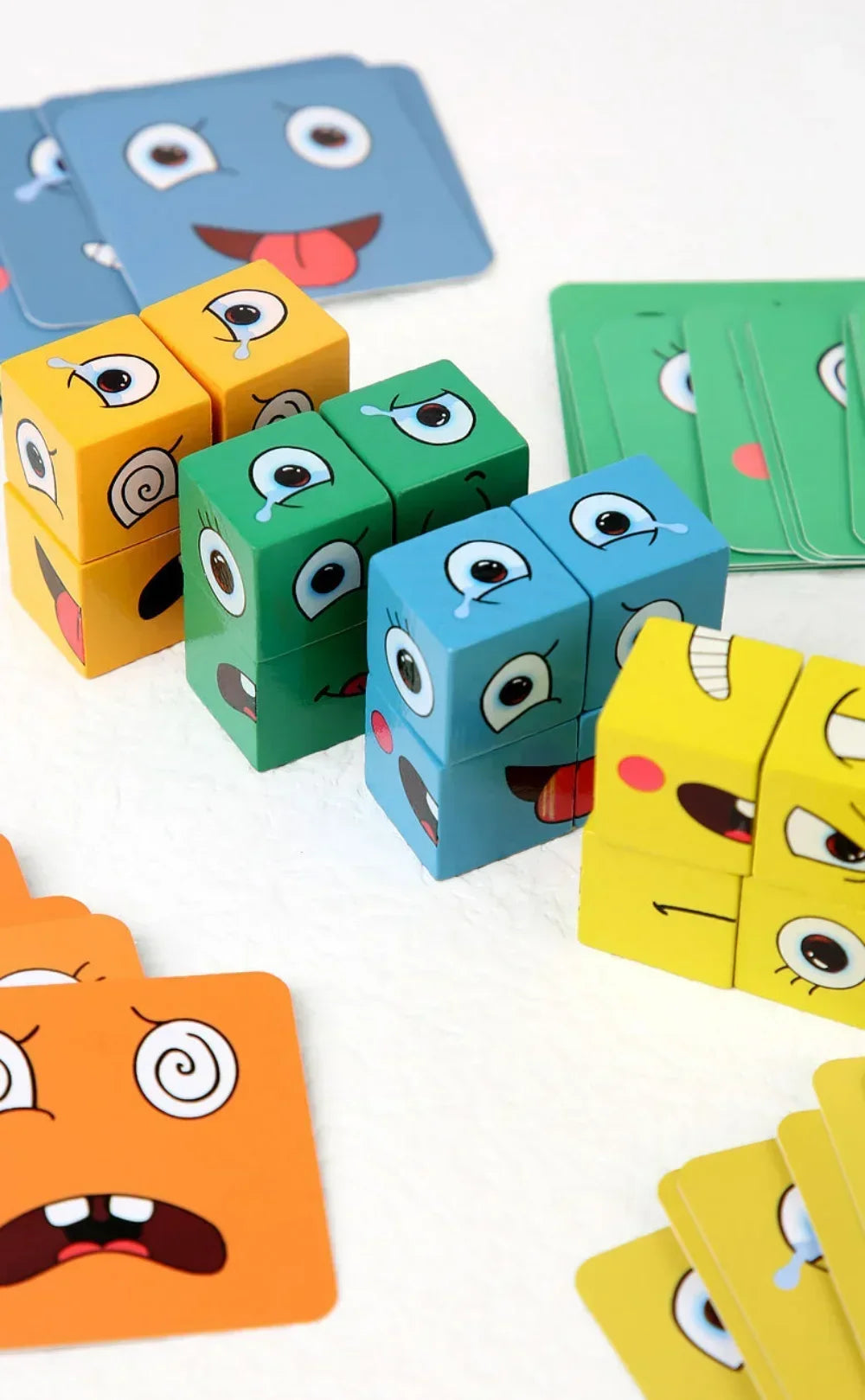 Cube Face Changing Wood Puzzle Building Blocks Board Game Montessori Expression Wooden Blocks Blocos For Children Kids Toys Gift