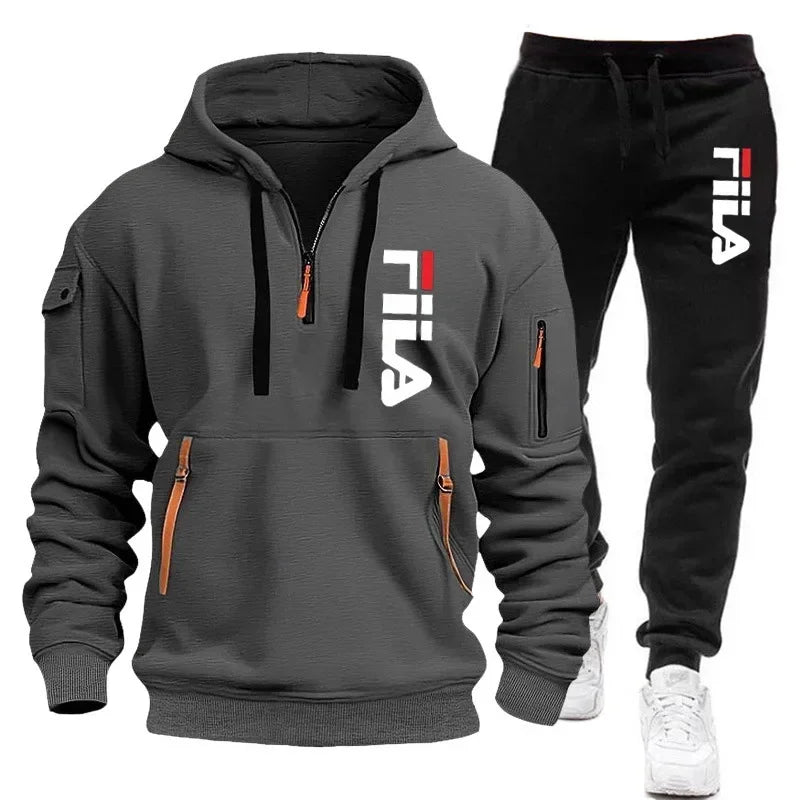 Conjunto de sudadera con capucha para hombre, conjunto de dos piezas de top cómodo y a la moda y pantalones deportivos casuales.