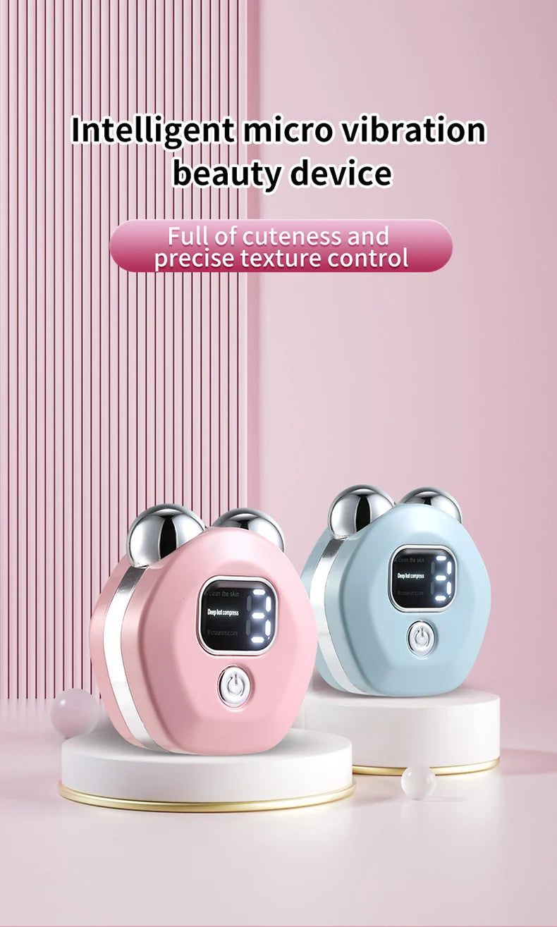 Masajeador de rodillo de microcorriente portátil, vibración eléctrica, levantamiento de cara y cuello, instrumento de belleza antiarrugas para estiramiento de la piel