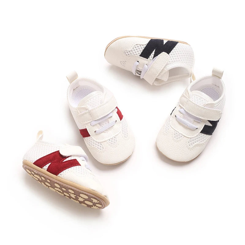 0-18 Months Newborn Baby Classic Sneakers Letters Splicing Baby Casual Shoe Anti-slip Hundred Walking Baby Boys Girls Baby Shoes