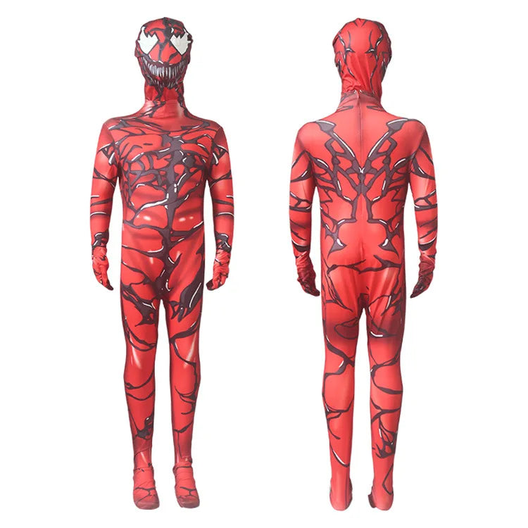Red Spider-Themed Full-Body Cosplay Suit for Adults