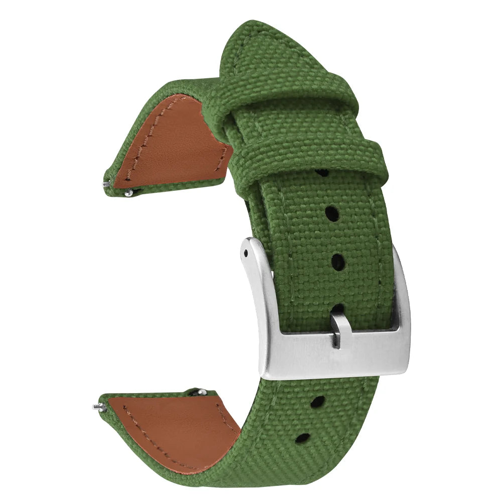 Correa de reloj de nailon de 18mm, 20mm y 22mm, correas de reloj de cuero y tela de vela de dos caras, pulseras de liberación rápida, cinturón deportivo para hombres y mujeres