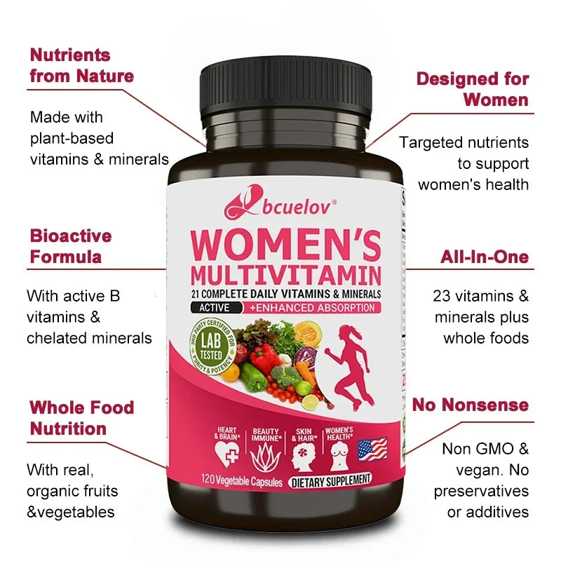 Suplemento multivitamínico multimineral para mujer - Magnesio Biotina Calcio Zinc Selenio - Apoya las articulaciones Piel Uñas