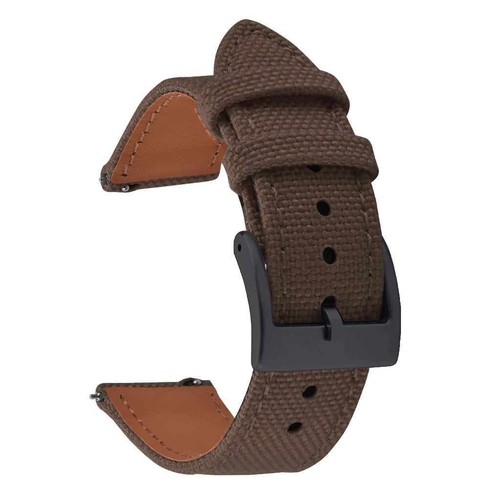 Correa de reloj de nailon de 18mm, 20mm y 22mm, correas de reloj de cuero y tela de vela de dos caras, pulseras de liberación rápida, cinturón deportivo para hombres y mujeres
