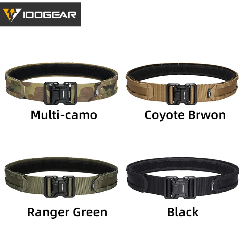 IDOGEAR-Cinturón táctico MOLLE de 2 ", cinturón MOLLE de liberación rápida con interior exterior ajustable para hombres, deportes al aire libre Airsoft 3444
