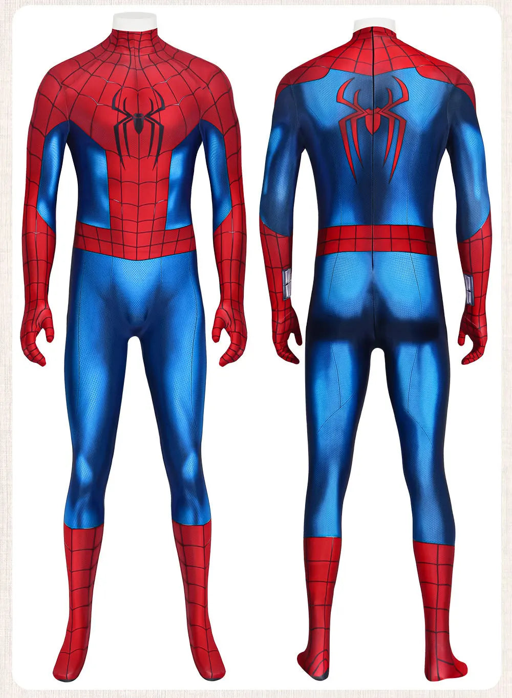 Red & Blue Spider-Web Cosplay Bodysuit for Adults