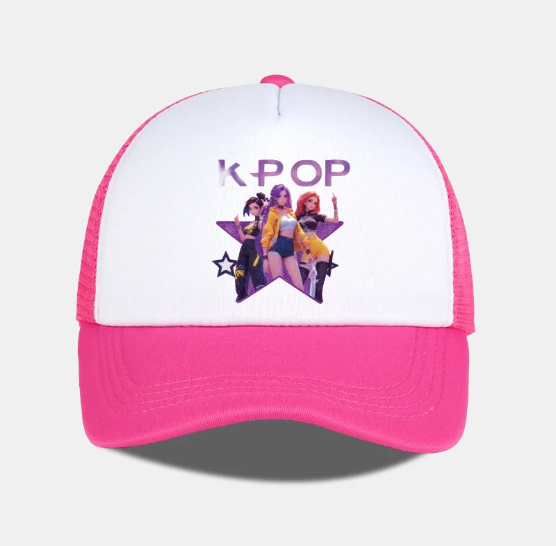 Gorra de malla estampada del grupo femenino de K-POP, gorra de béisbol transpirable de verano, sombrero de sol unisex ajustable, perfecto para los fanáticos del K-Pop