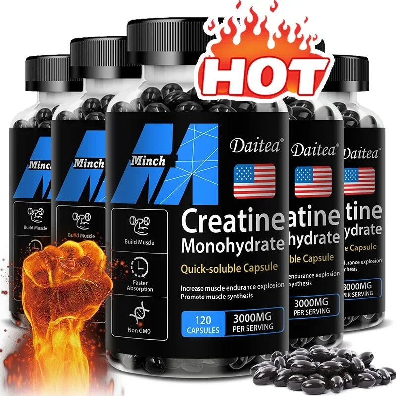 Monohidrato de creatina: 3.000 mg por servicio, creación de preentrenamiento para ayudar a desarrollar los músculos, mejorar la energía y el rendimiento