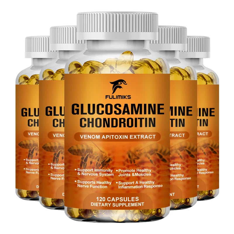 Glucosamina 1500 mg Condroitina 1200 mg Cápsulas de resistencia extra Soporte para articulaciones Suplemento de apoyo inmunológico antioxidante para adultos