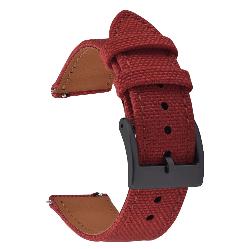 Correa de reloj de nailon de 18mm, 20mm y 22mm, correas de reloj de cuero y tela de vela de dos caras, pulseras de liberación rápida, cinturón deportivo para hombres y mujeres