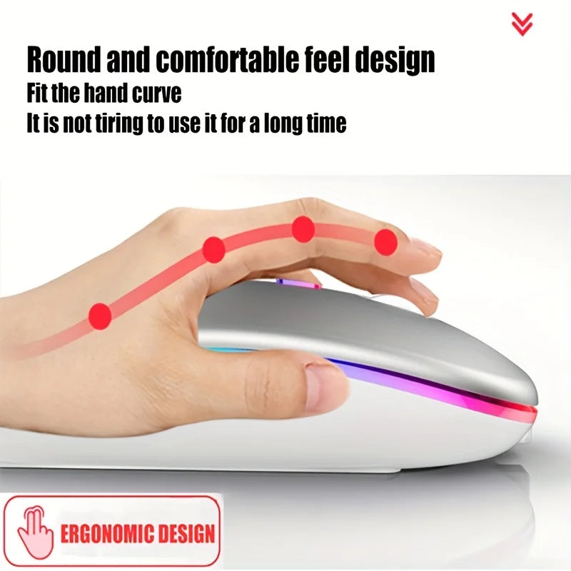 Ratón inalámbrico Bluetooth 2,4G modos duales ratones recargables RGB ergonómico silencioso clic ratón para PC ordenador iPad portátiles 3600DPI
