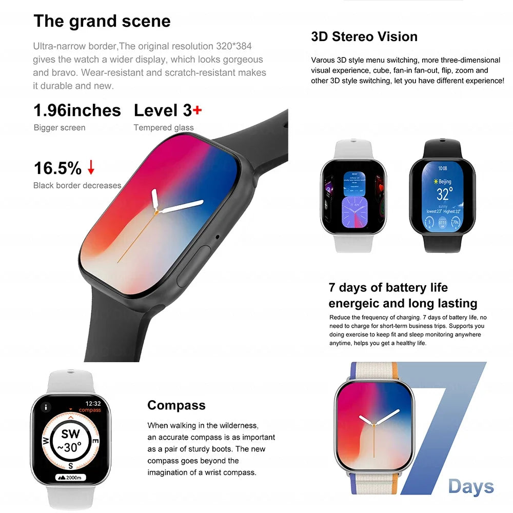 Nuevo reloj inteligente DT 10 con memoria grande de 16GB NFC, brújula de visión estéreo 3D, modo Muiti-Sport, reloj inteligente resistente al agua con llamadas Bluetooth
