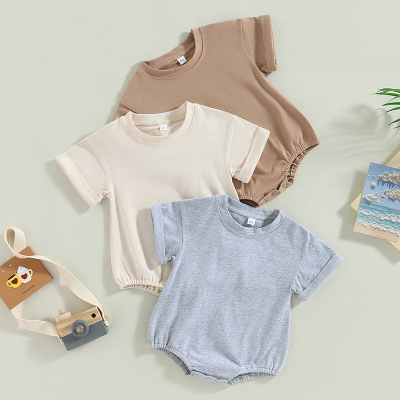 Baby Solid-Color Short-Sleeve Romper