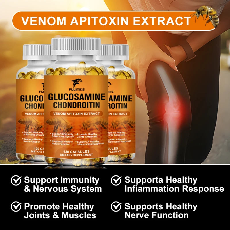 Glucosamina 1500 mg Condroitina 1200 mg Cápsulas de resistencia extra Soporte para articulaciones Suplemento de apoyo inmunológico antioxidante para adultos