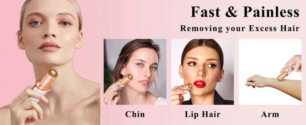 Depiladora facial para mujeres - como se ve en la televisión Afeitadora facial indolora - Dispositivo eléctrico de depilación para rostro, labios, melocotón, pelusa