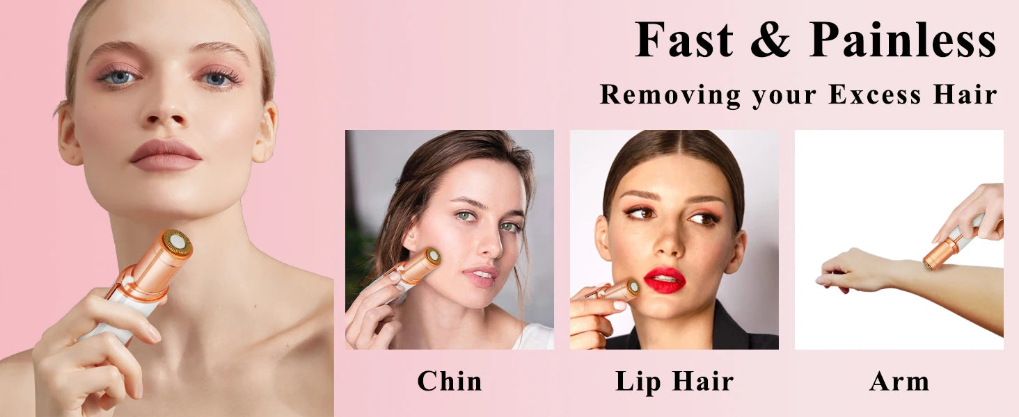 Depiladora facial para mujeres - como se ve en la televisión Afeitadora facial indolora - Dispositivo eléctrico de depilación para rostro, labios, melocotón, pelusa