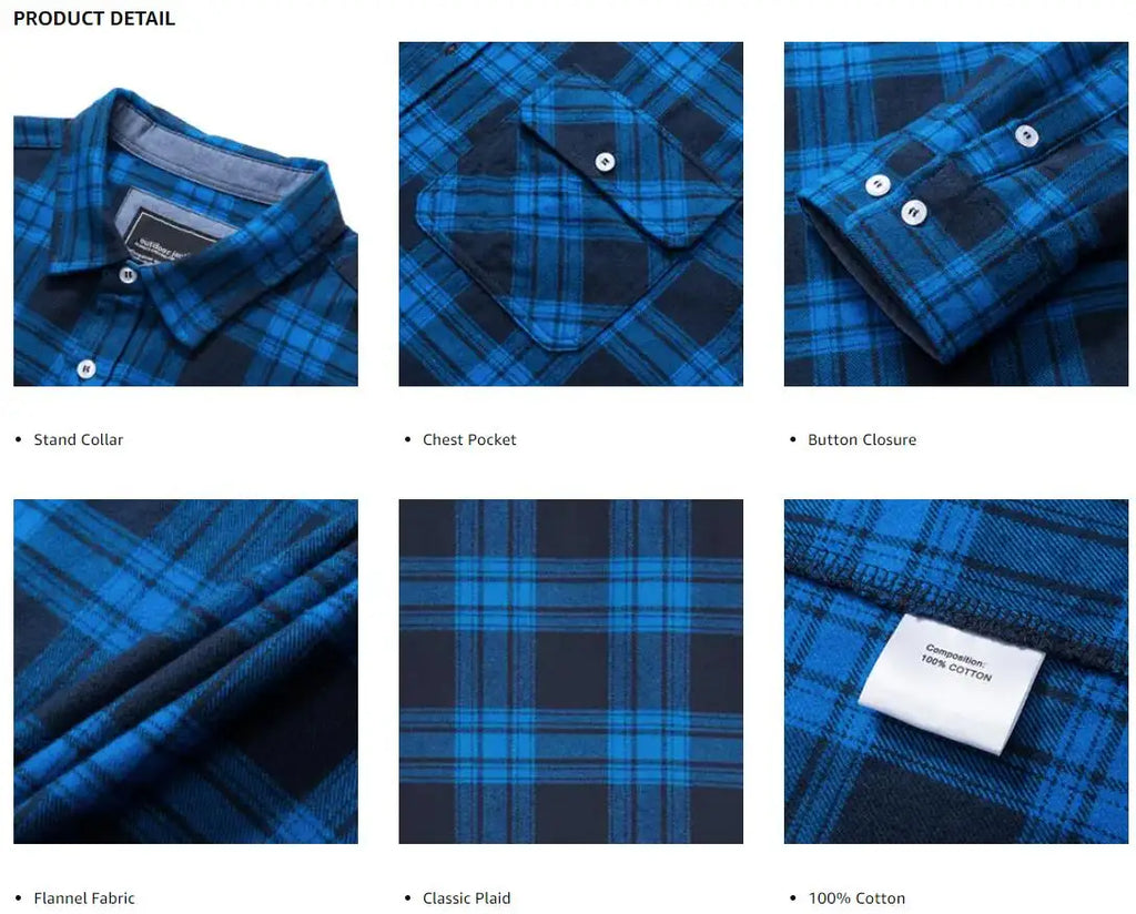 TACVASEN-Camisa de manga larga para hombre, chaqueta de franela, ligera, con botones y bolsillos