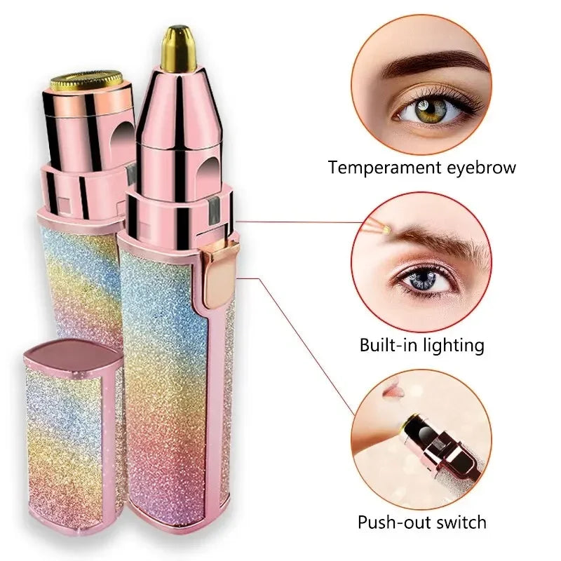 Depiladora Eléctrica de Cejas para Mujer 2 en 1, Recargable, Depilación Facial y Afeitadora de Cejas, Depiladora Corporal sin Dolor