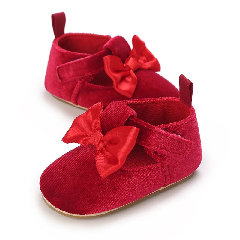 Spring and Autumn New Velvet Baby Shoes Sneakers Non slip Shoes Red Christmas Velvet Children's Shoes