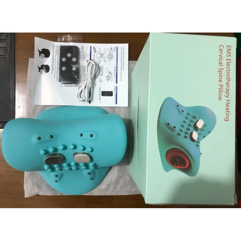 Masajeador eléctrico de tracción Cervical para cuello, almohada de masaje para amasar vibración, almohada ergonómica para la cabeza, herramienta de relajación para el hogar