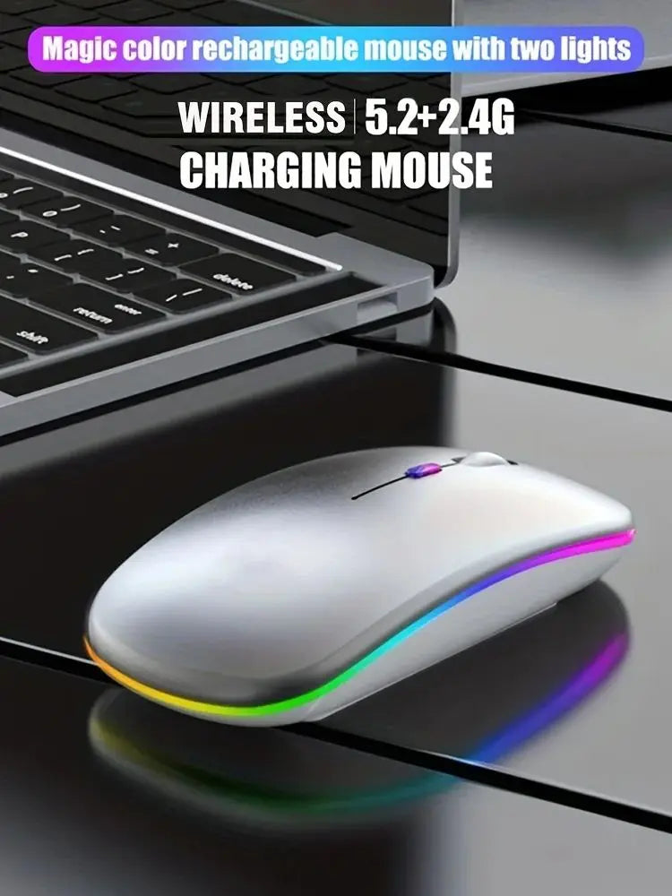 Ratón inalámbrico Bluetooth 2,4G modos duales ratones recargables RGB ergonómico silencioso clic ratón para PC ordenador iPad portátiles 3600DPI