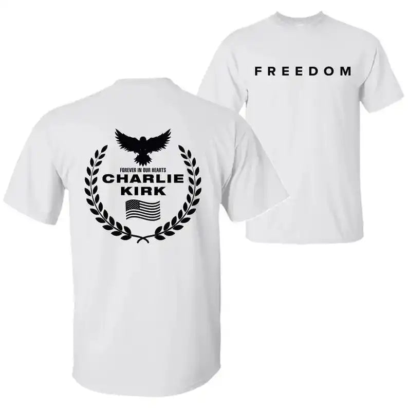 Camisa de libertad de Charlie Kirk, camiseta de héroe americano conmemorativa del homenaje, camiseta de activismo patriótico, camisetas gráficas Harajuku, ropa de calle