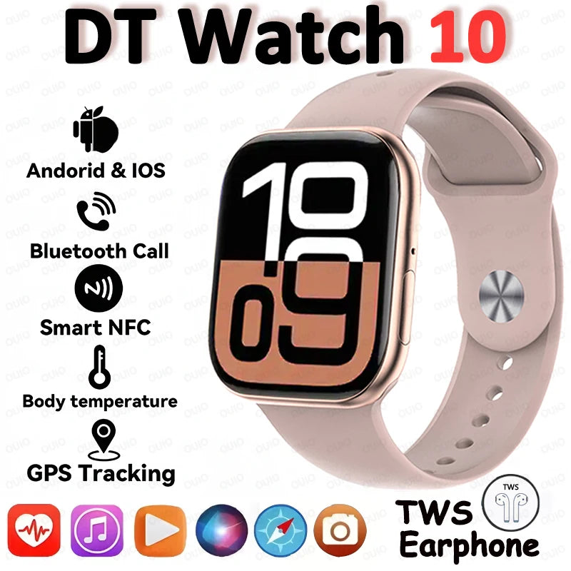 Nuevo reloj inteligente DT 10 con memoria grande de 16GB NFC, brújula de visión estéreo 3D, modo Muiti-Sport, reloj inteligente resistente al agua con llamadas Bluetooth