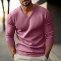 Otoño Invierno jerseys de punto para hombres Color sólido con cuello en V Slim Fit suéter de punto de manga larga hombres moda Casual pulóver suéteres