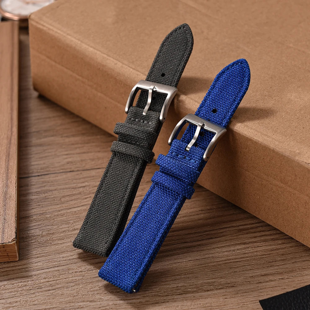 Correa de reloj de nailon de 18mm, 20mm y 22mm, correas de reloj de cuero y tela de vela de dos caras, pulseras de liberación rápida, cinturón deportivo para hombres y mujeres