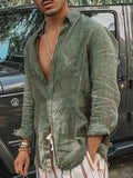 Camisa de manga larga delgada de color sólido para hombres, cárdigan de solapa, adecuado para actividades al aire libre, moda informal